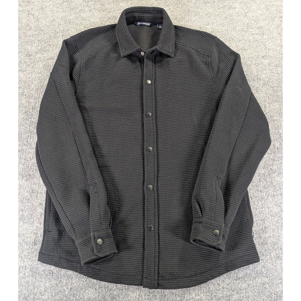 Cutter & Buck Coastal Shacket Men's Size Large Black Ribbed Side Pockets